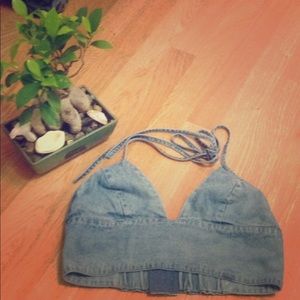 Emma & Sam Denim halter crop top
